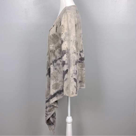 Athleta abstract earth tone tie dye open front wrap cardigan, small/medium. - Picture 3 of 10